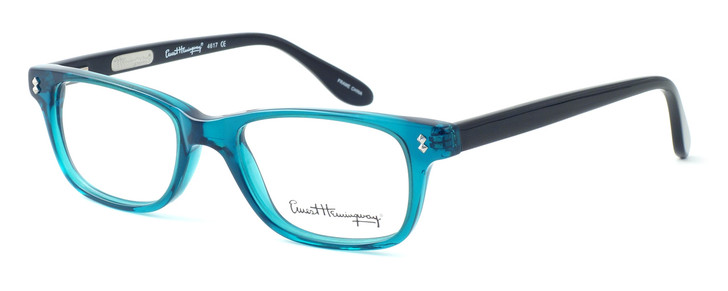 Ernest Hemingway Designer Reading Glasses H4617 in Crystal Teal Blue&Black 52 mm