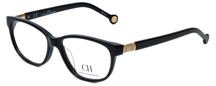 Carolina Herrera Designer Eyeglasses VHE590-0700 in Shiny Black 53mm :: Custom Left & Right Lens