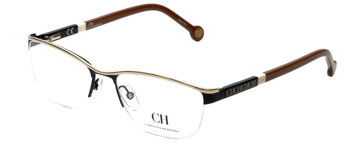 Carolina Herrera Designer Eyeglasses VHE041-0530 in Black Gold 54mm :: Rx Bi-Focal