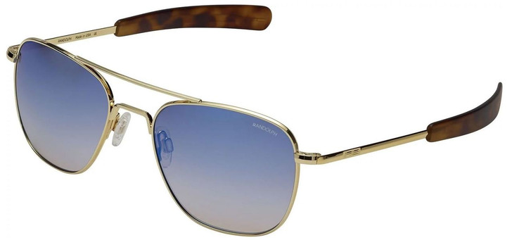 Randolph Designer Sunglasses Pilot in 23K Gold with Oasis Metallic Lite Lens