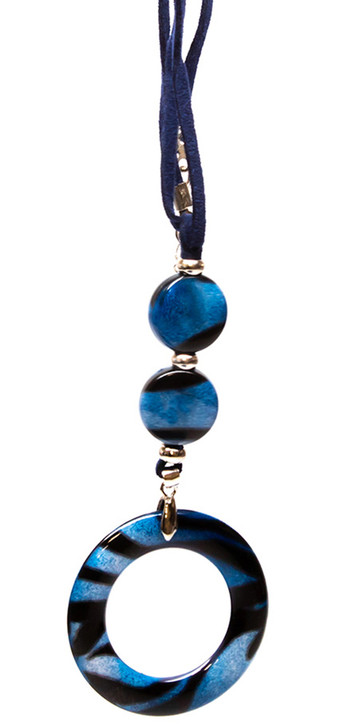 Calabria Blue Marble Suede Eyeglass Necklace &Snake Skin Clean Cloth Lg.Loop 32"