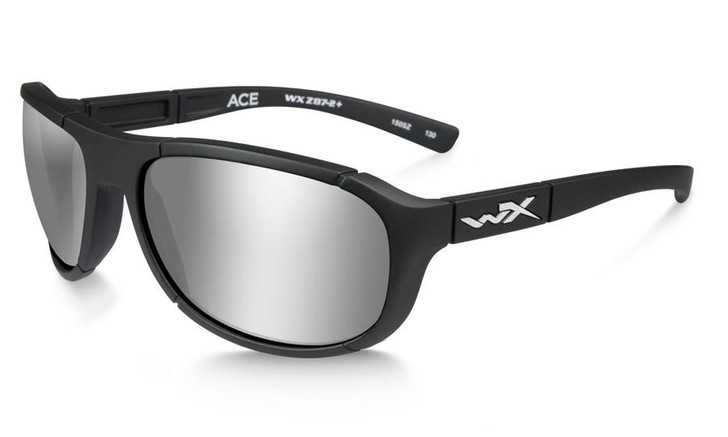 Wiley X Ace in Matte Black and Polarized Silver Flash Lens