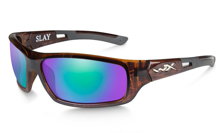 Wiley X Slay in Gloss Demi with Polarized Emerald Green Mirror