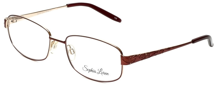 Sophia Loren Designer Reading Glasses SL-M243-077-55mm Burgundy Red Gold Crystal