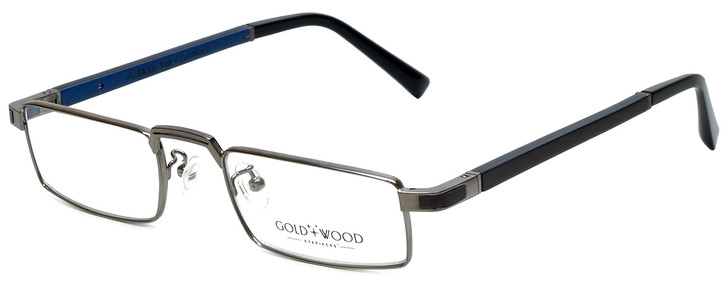 Gold & Wood Designer Eyeglasses Centaur-03 in Gunmetal 52mm :: Rx Single Vision