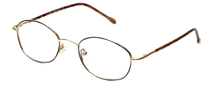 Flex Plus by Vivid Designer Reading Glasses Model  82 in Gold-Demi-Brown 50mm