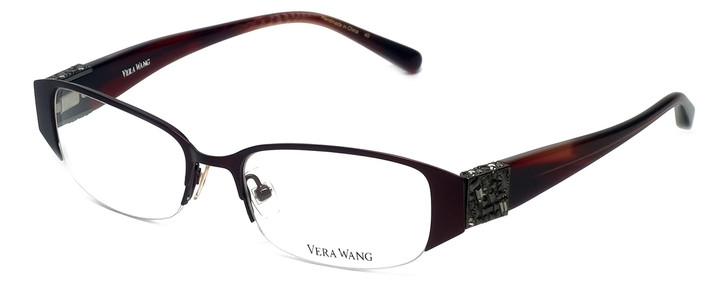 Vera Wang Women's Semi-Rimless Reading Glasses V065 Burgundy Red w/Crystals 49mm