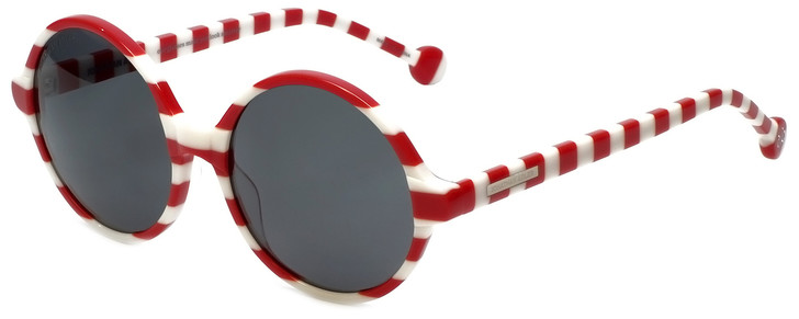 Jonathan Adler Designer Sunglasses Cote D'azur Red White Candy Stripe Grey 54 mm