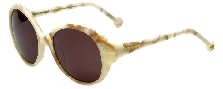 Jonathan Adler Designer Sunglasses Malibu Bone Ivory White Marble & Amber Brown