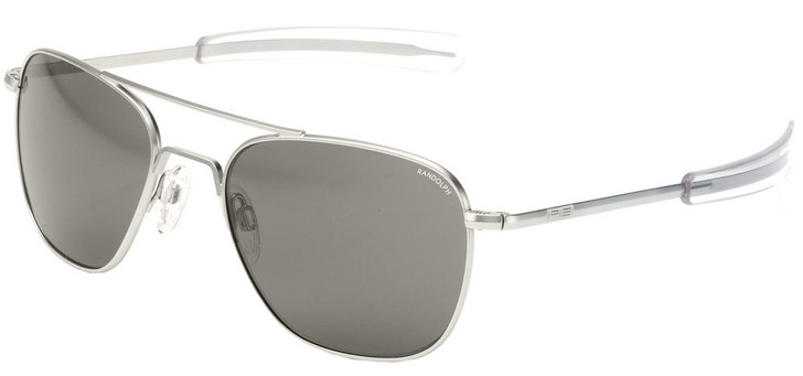 Randolph Designer Sunglasses Pilot AF085 in Matte Chrome with Gray Lens