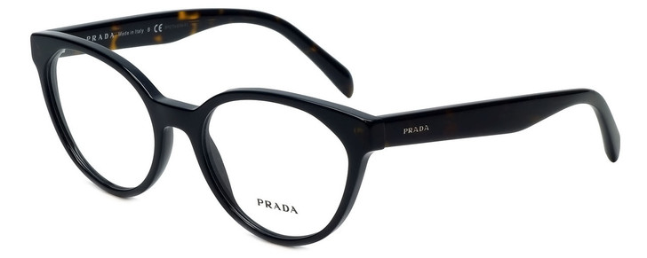 Prada Designer Eyeglasses VPR01T-1AB1O1 in Black Tortoise 53mm :: Rx Single Vision