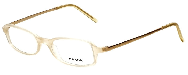 Prada Designer Reading Glasses VPR14E-7AV1O1-49 mm Transparent Beige Gold  49mm - Speert International