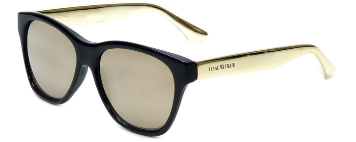Isaac Mizrahi Designer Sunglasses IM63-10 in Black Gold with Gold Mirror Lens