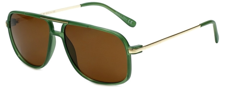 Isaac Mizrahi Designer Pilot Sunglasses IMM109-86 Green Gold & Amber Brown 55 mm