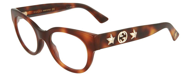 Gucci Designer Eyeglasses GG0209O-002 in Havana 48mm :: Custom Left & Right Lens