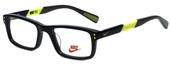 Nike Designer Eyeglasses 5537-001 in Black Volt 44mm Kids Size :: Custom Left & Right Lens