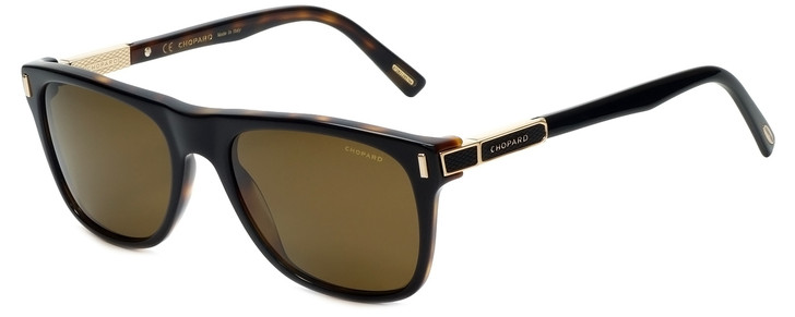 Chopard Designer Polarized Sunglasses SCH219-U64P in Shiny Black Havana with Amber Lens
