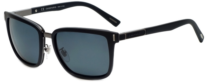 Chopard Designer Polarized Sunglasses SCHB84-U28P in Shiny Matte Black with Grey