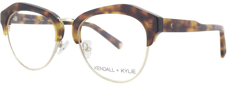 Kendall + Kylie Designer Eyeglasses Olivia KKO108-215 in Dark Tortoise 52mm :: Custom Left & Right Lens