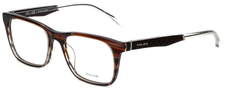 Police Designer Eyeglasses Close Up 6VPL056-0C00 in Brown Stripe 52mm :: Progressive