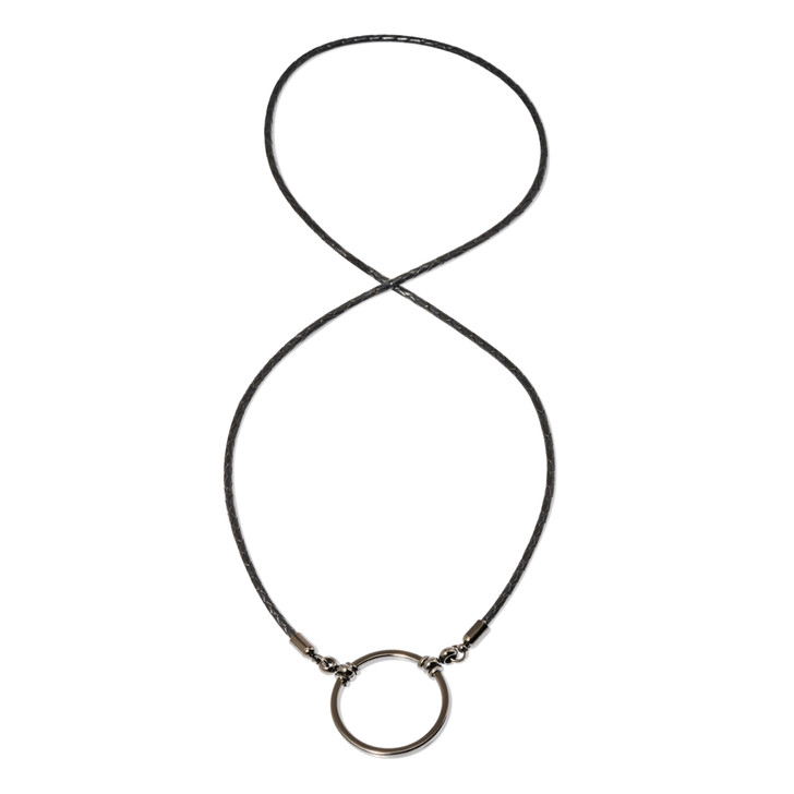 LA LOOP Designer Eyeglass Necklace Black Braided Leather with Antique Silver Loop