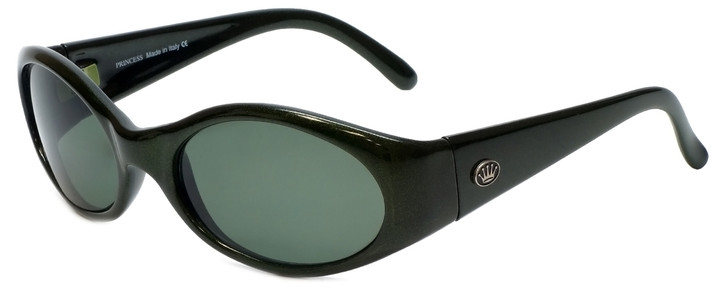 Calabria Monaco Princess Italian Designer Sunglasses in Green Grey Oval Full Rim