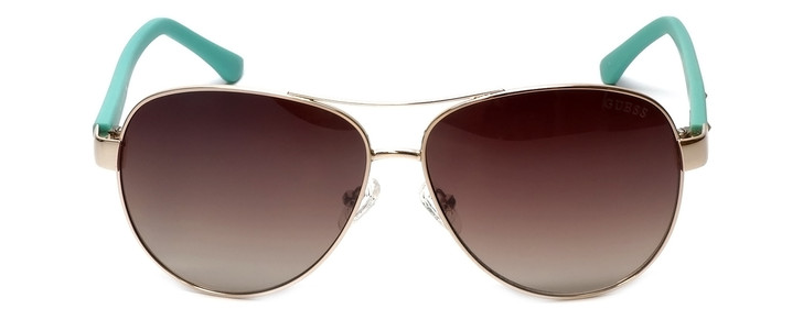 Guess  Designer Sunglasses GU7325 in Gold-Teal Frame with Amber Gradient Lens