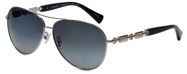 Coach Designer Sunglasses in Silver with Polarized Grey Lens