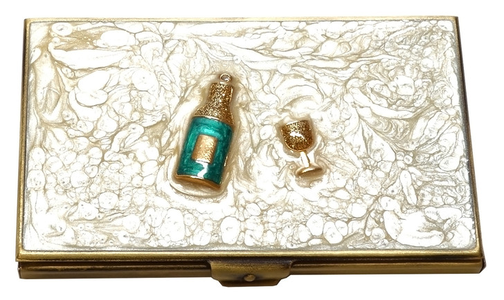 Speert Elegant Business Card Holder 9331C Champagne Glitter Wine Bottle Goblet