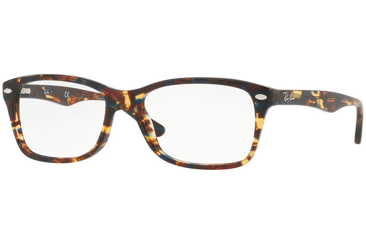 Ray Ban Designer Prescription Eyeglasses RX5228F-5711-55 Spotted Blu/Brown/Yellow 55mm Rx Single Vision