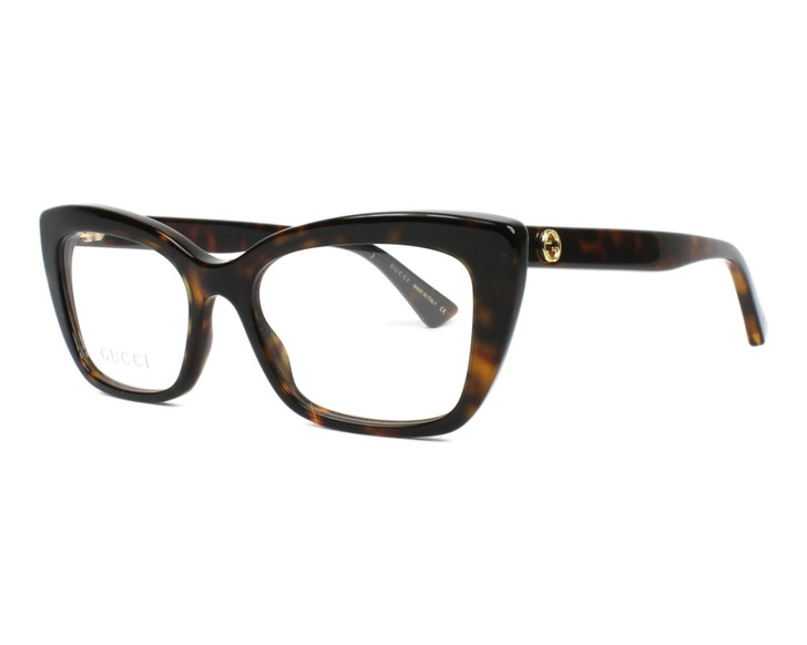 Gucci Prescription Eyeglasses GG0165O-002-51 mm Gloss Havana Progressive Lens