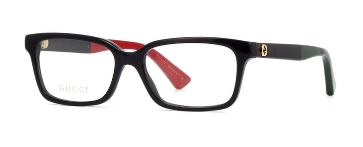 Gucci Prescription Eyeglasses GG0168O-003-53 mm Gloss Black/Green/Red Rx Bi-Focal