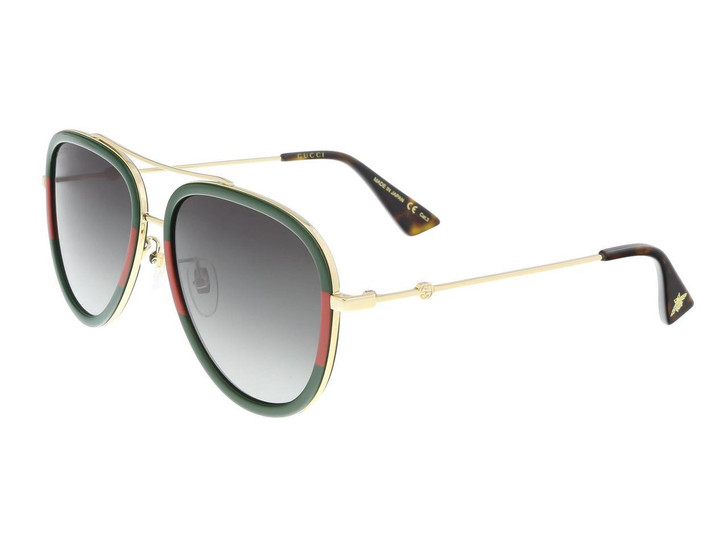 Gucci Sunglasses Green/Gold Havana/Non-Polarized Grey Gradient Lens GG0062S-003