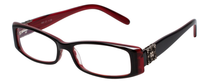 Calabria 840 Dazzles Crystals Eyeglasses in Red w/ Blue Light Filter + A/R Lense