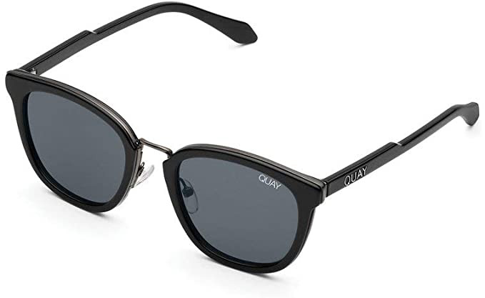 Quay Australia Authentic Designer Sunglasses Run Around in Black Smoke Grey 53mm