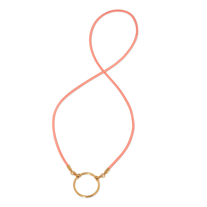 LA LOOP Tangerine/Orange Silk Stretch with Gold Plated Loop Eyeglass Necklace