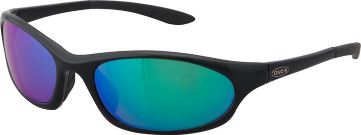 Ono's™ Polarized Sunglasses: Grand Lagoon in Black & Green Mirror