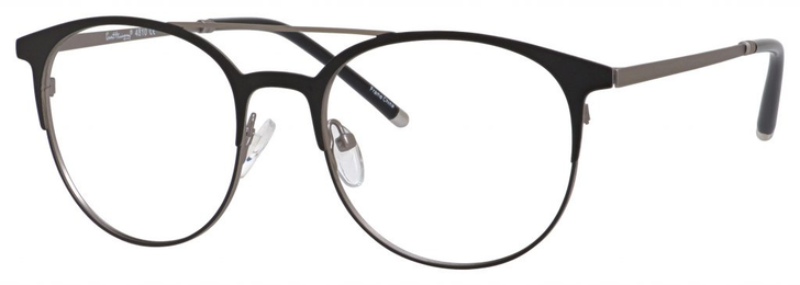 Ernest Hemingway H4810 Unisex Round Frame Eyeglasses in Satin Black/Silver 52 mm Progressive