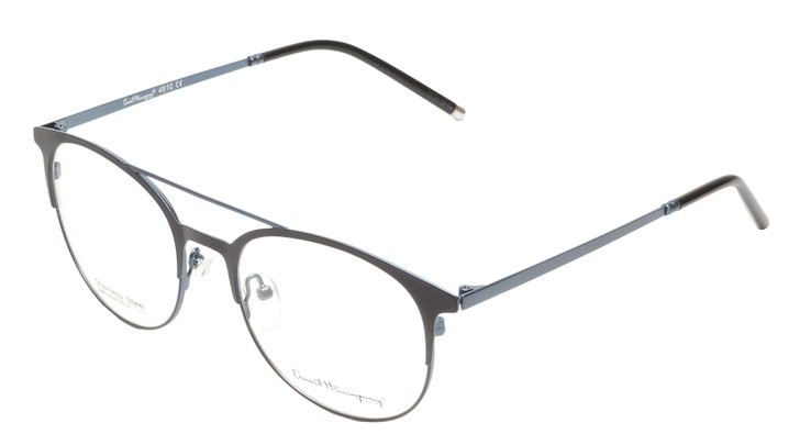 Ernest Hemingway H4810 Unisex Round Frame Eyeglasses in Satin Black/Silver 52 mm Bi-Focal