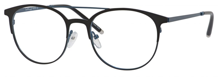 Ernest Hemingway H4810 Unisex Round Frame Eyeglasses in Satin Black/Navy 52 mm Custom Lens