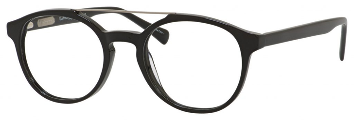 Ernest Hemingway H4826 Unisex Round Frame Reading Eyeglasses in Shiny Black 50 m