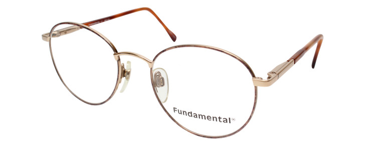 Calabria Designer Round Bi-Focal Glasses Fundamental Gold 52mm :: Rx Bi-Focal