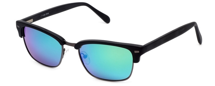 Calabria Vivid Sunglass Collection 791S in Matte-Black &Polarized Green Mirror