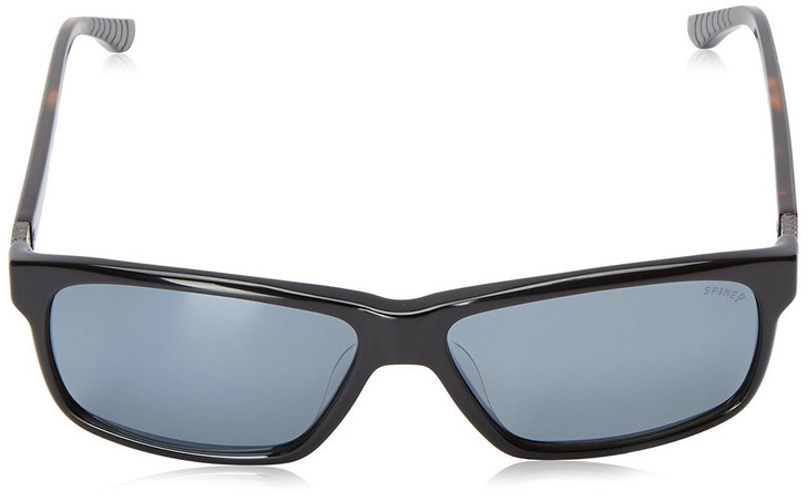 Spine Optics Designer Sunglasses SP7003-001 in Black with Polarized Silver Flash