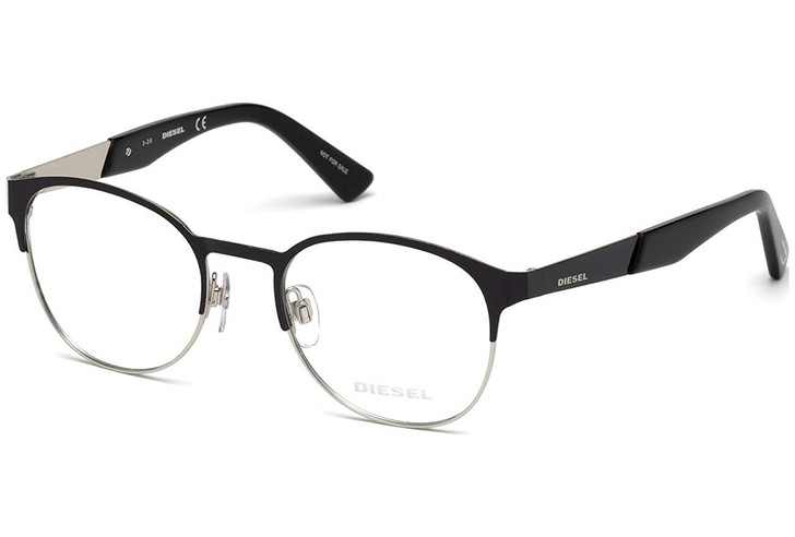 Diesel Progressive Lens Blue Light Reading Glasses DL5236 001 Black Silver 49mm