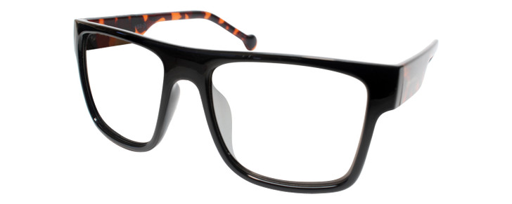 Profile View of Converse H082 Designer Bi-Focal Prescription Rx Eyeglasses in Black Tortoise Unisex Square Full Rim Acetate 56 mm