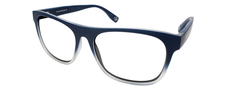 Profile View of Converse H093 Designer Bi-Focal Prescription Rx Eyeglasses in Matte Blue Navy Crystal Unisex Rectangle Full Rim Acetate 60 mm