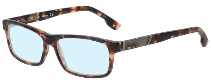 Profile View of Diesel DL5090 Designer Progressive Lens Blue Light Blocking Eyeglasses in Havana Tortoise Brown Gold Mens Rectangle Full Rim Acetate 54 mm