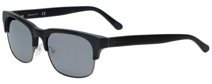 Profile View of Gant GA7084 Classic Semi-Rimless Sunglass Matte Black Gun Metal Grey Mirror 56mm