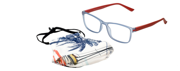 Calabria Men's Sailboat Mask & Vivid 241 Blue Red Designer Eyeglasses w/Retainer